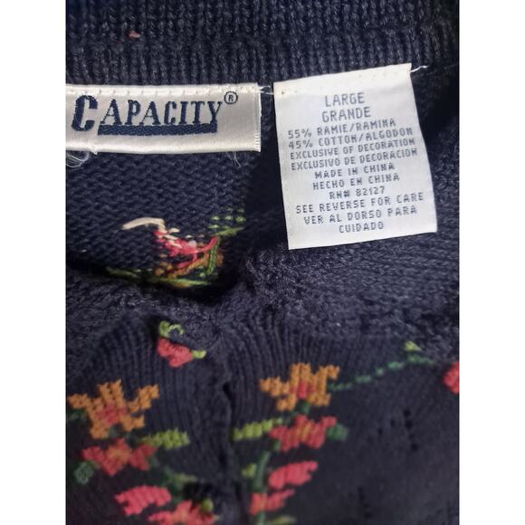 Vintage Capacity Grandma‎ Chic Button Up Sweater with Front Pockets Size L - Picture 6 of 9